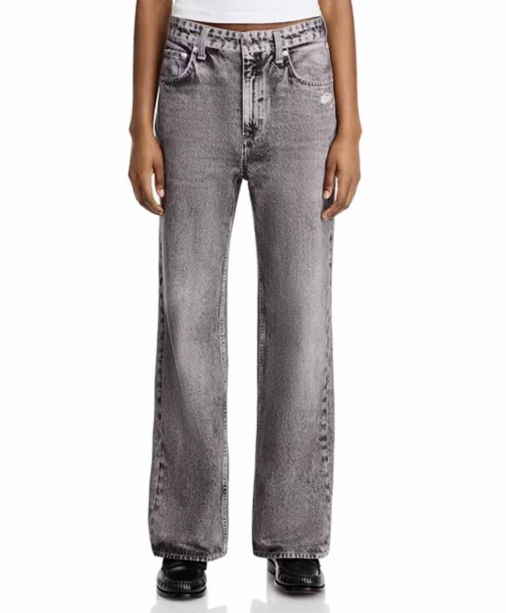 NEW RAG & BONE high rise ankle relaxed straight pants in black